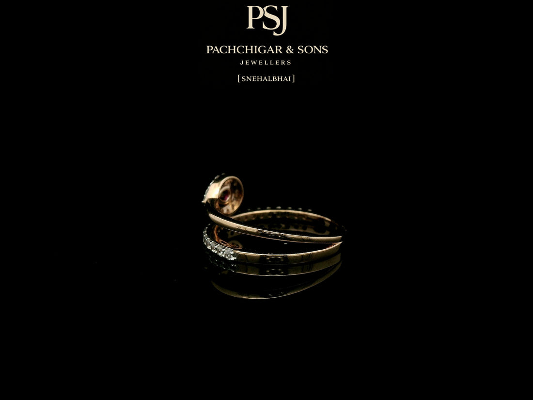 Pear Shaped Ruby and Diamond Open Ring