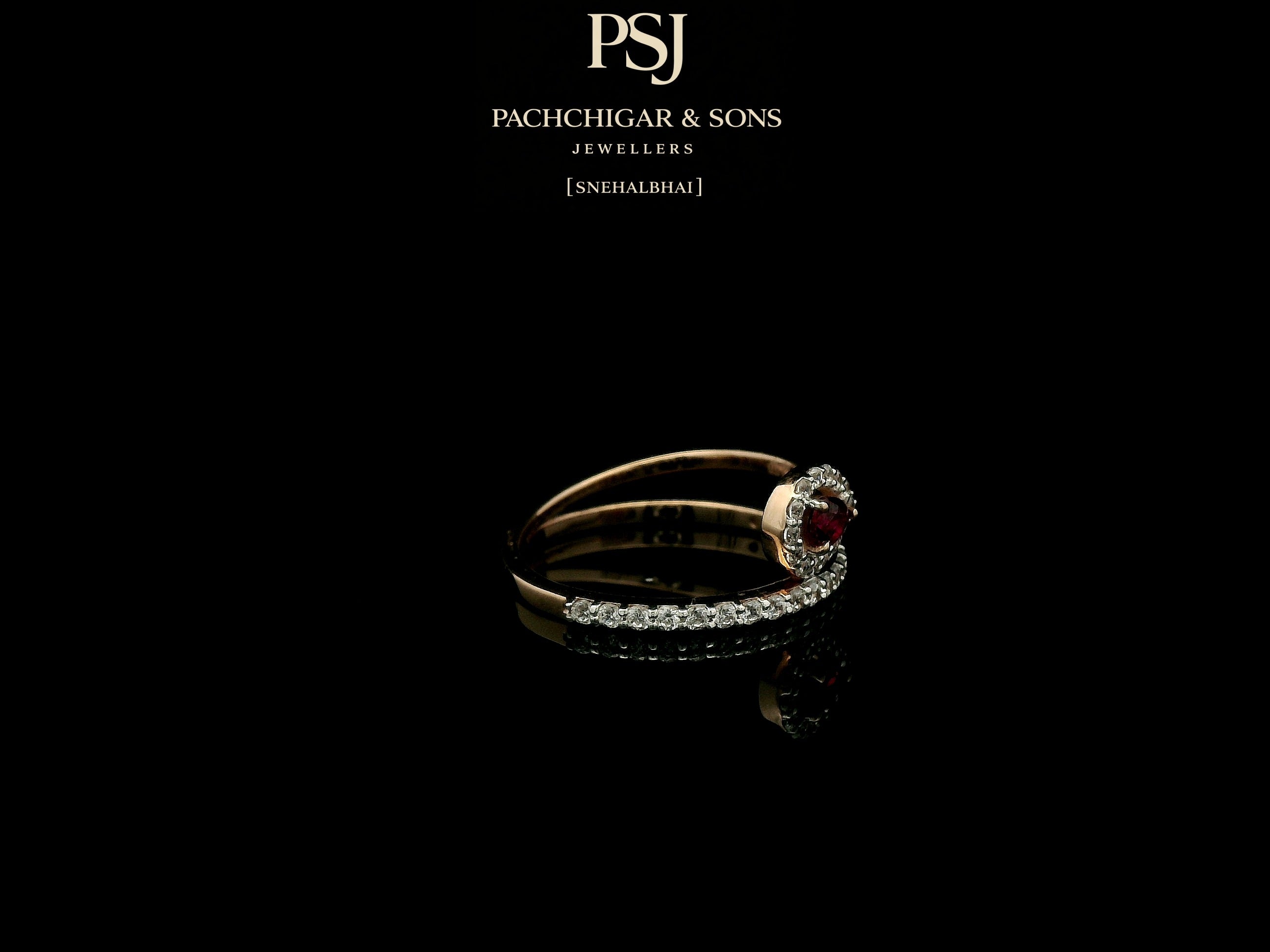 Pear Shaped Ruby and Diamond Open Ring