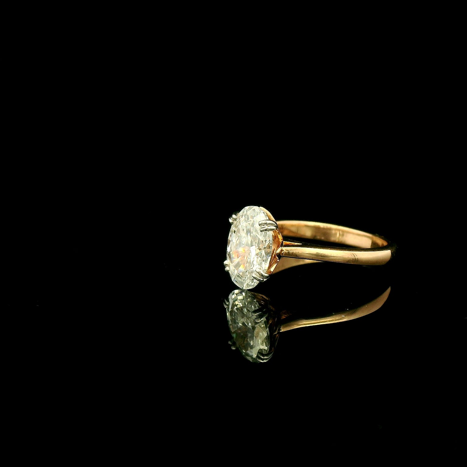 Classic Oval Solitaire Diamond Ring in Gold