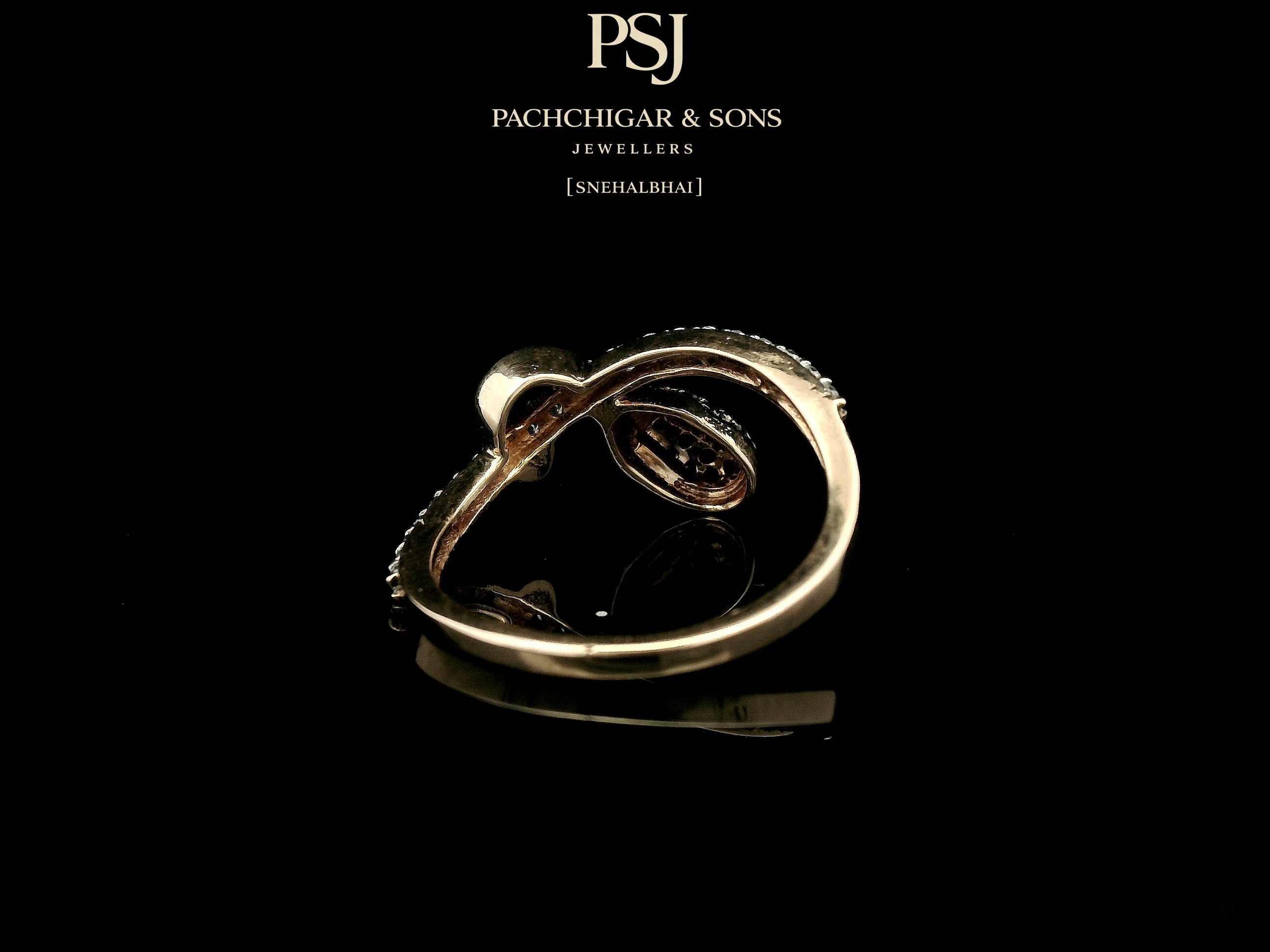 Delicate Black Diamond Teardrop Ring with Curved Band
