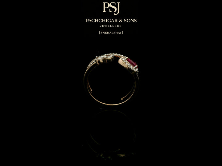 Elegant Ruby Teardrop Diamond Ring with Open Band Design