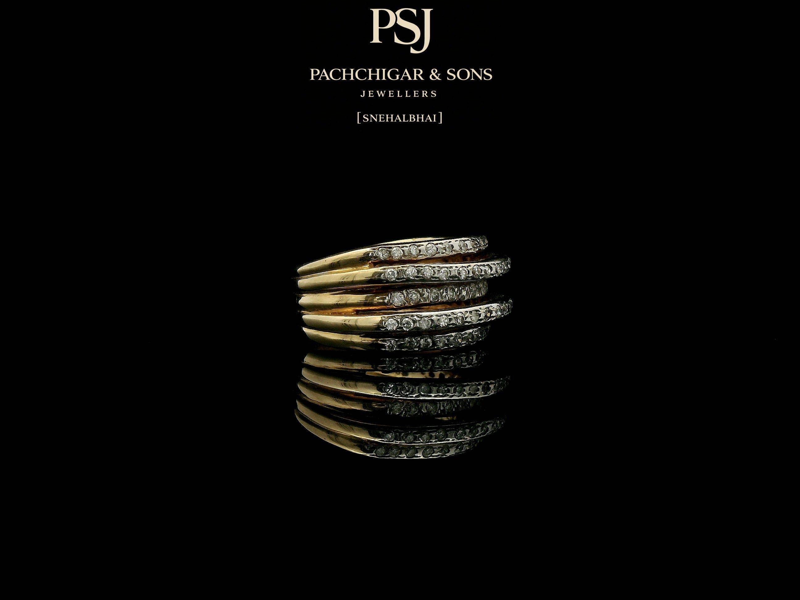 Multi Layer Diamond Band Ring in Rose Gold Finish