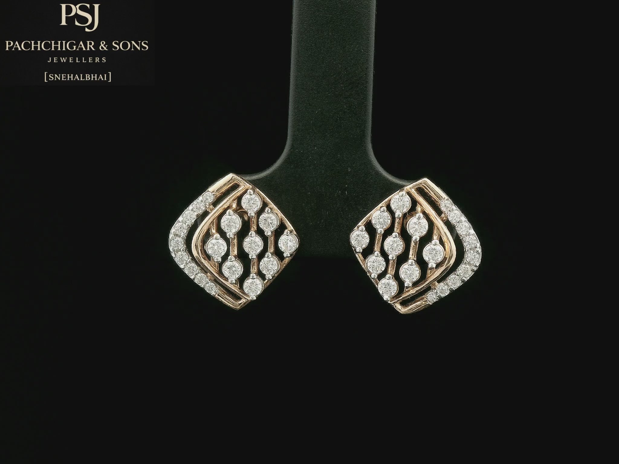 Geometric Diamond Stud Earrings