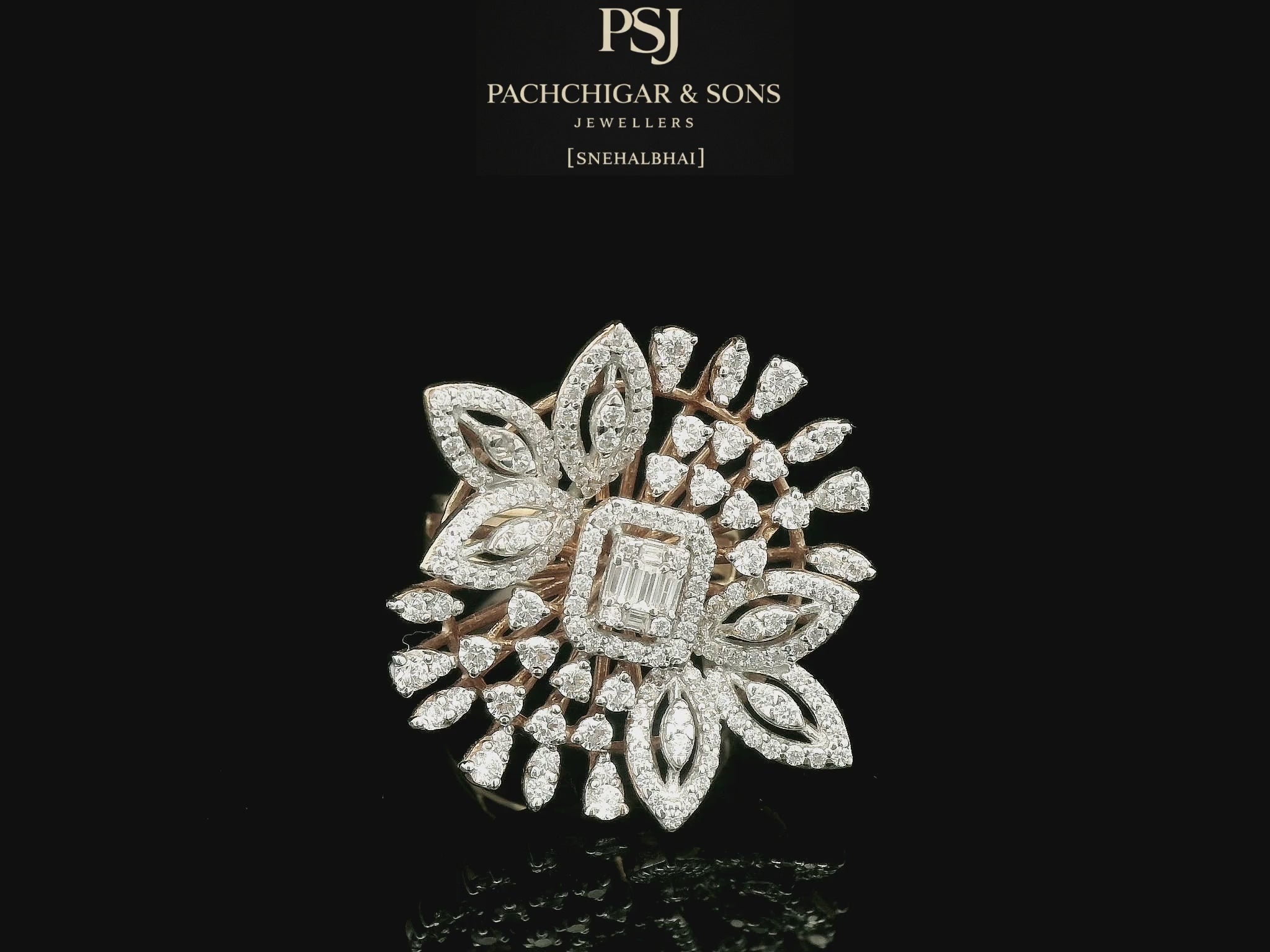Floral Diamond Statement Ring