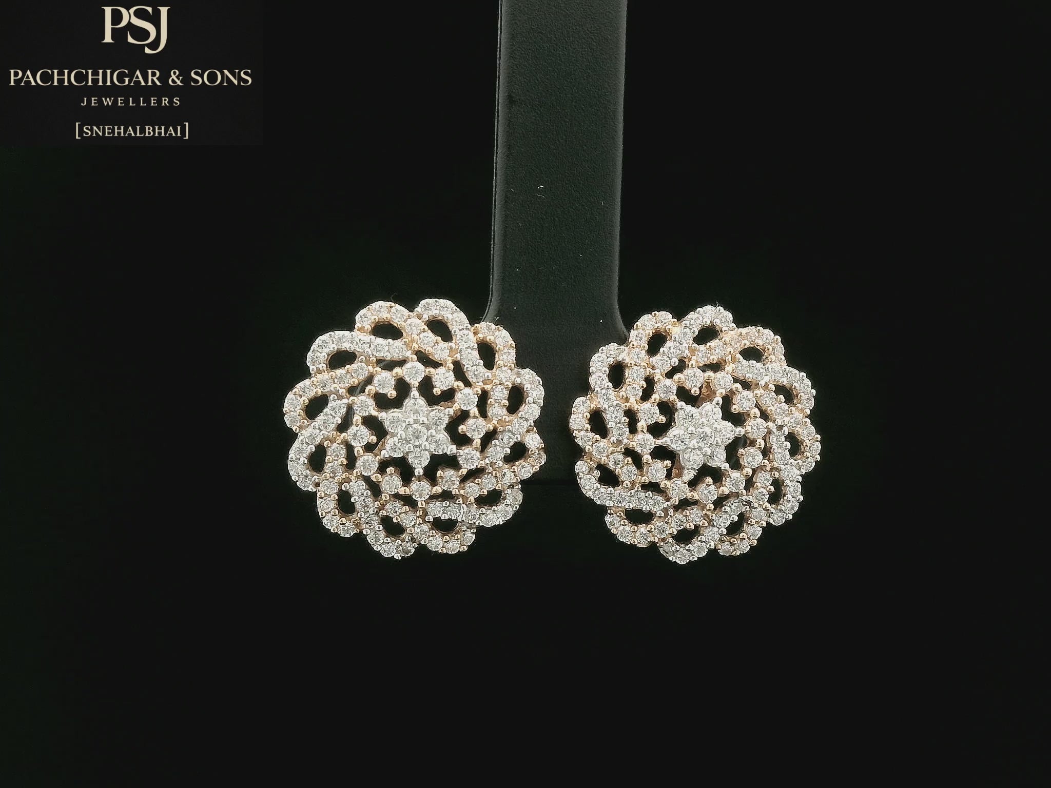 Floral Diamond Stud Earrings