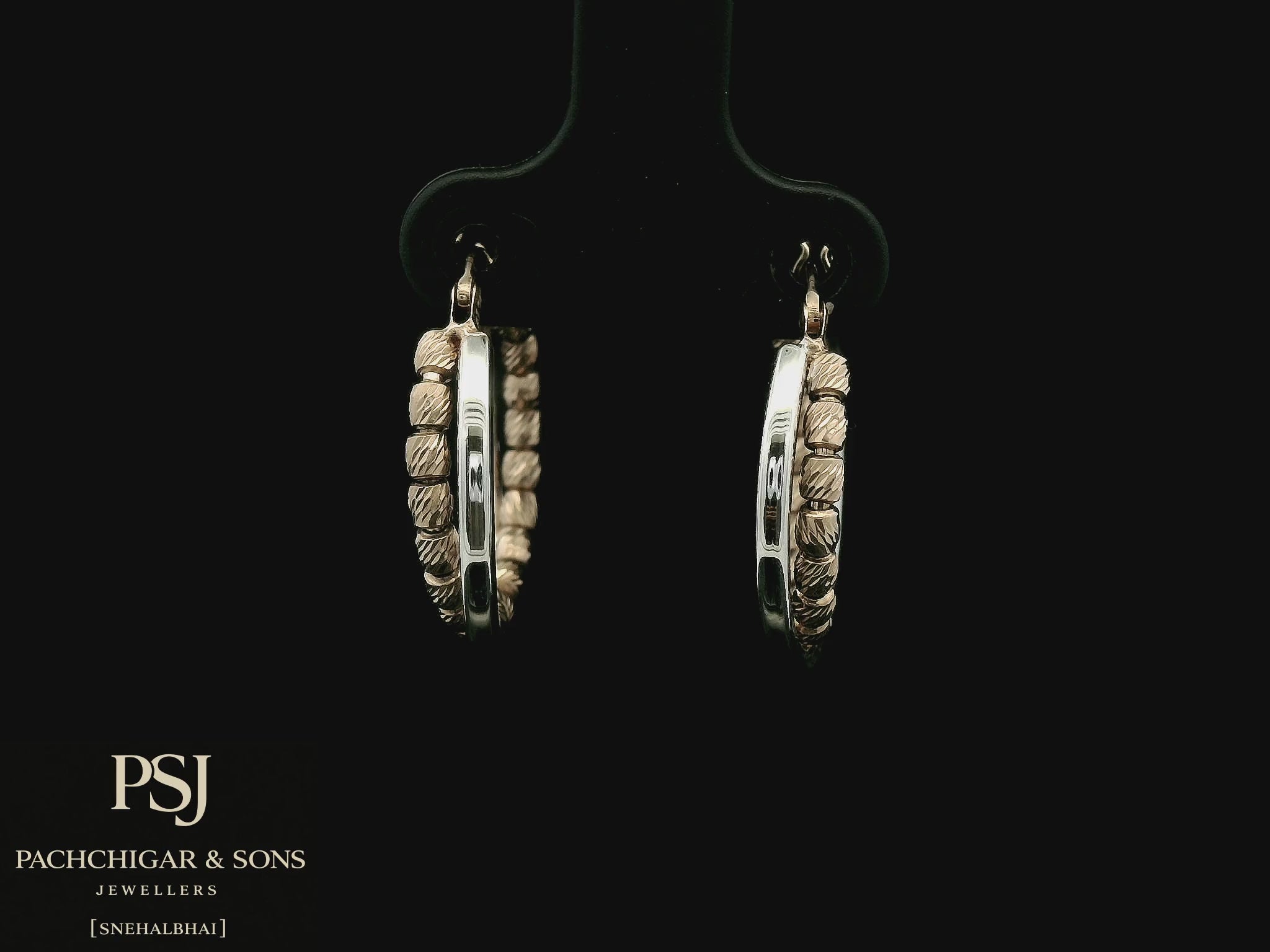 Textured Dual Tone Hoop Earrings