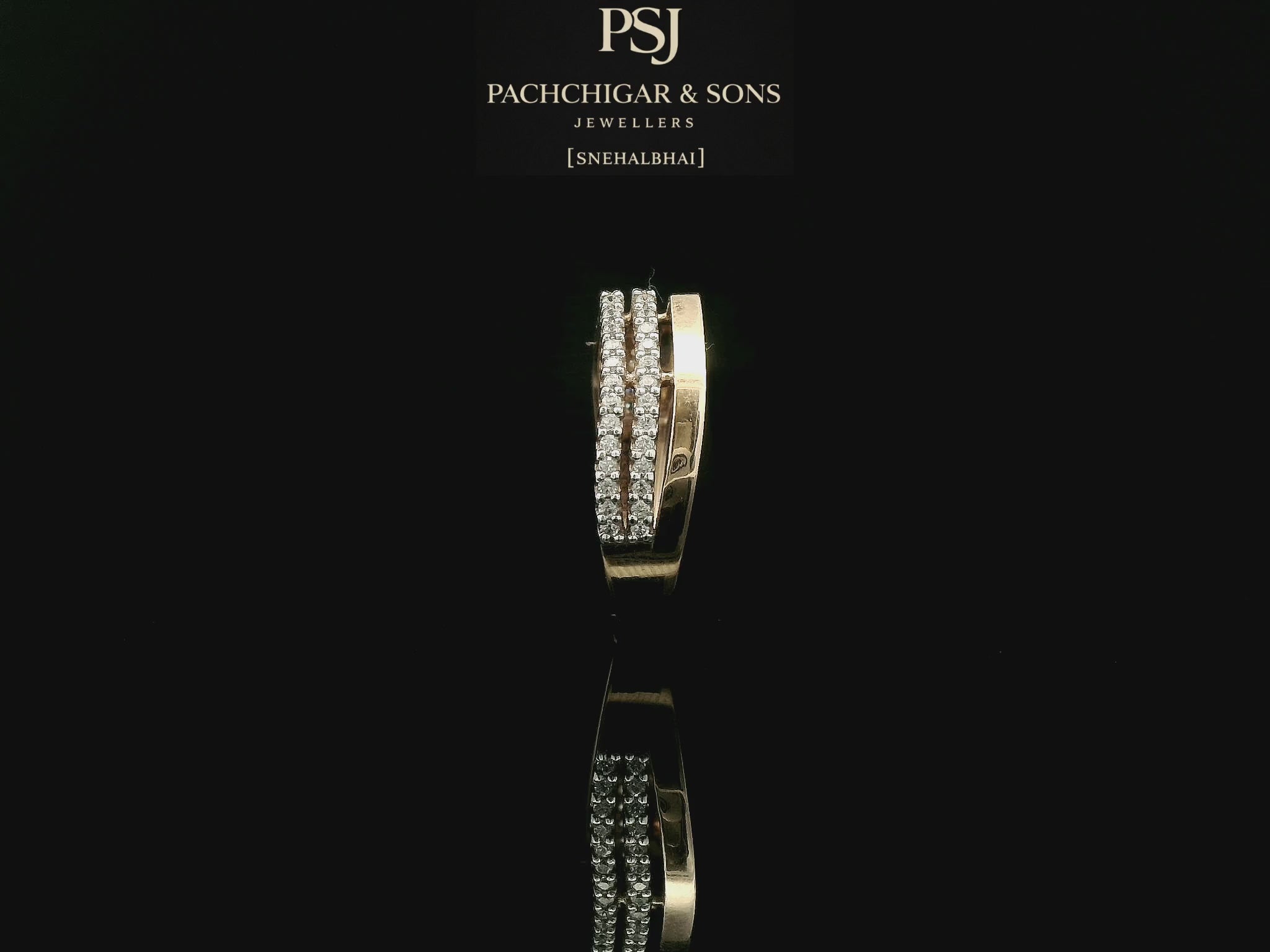 Elegant Double Row Diamond Band Ring in Rose Gold Finish