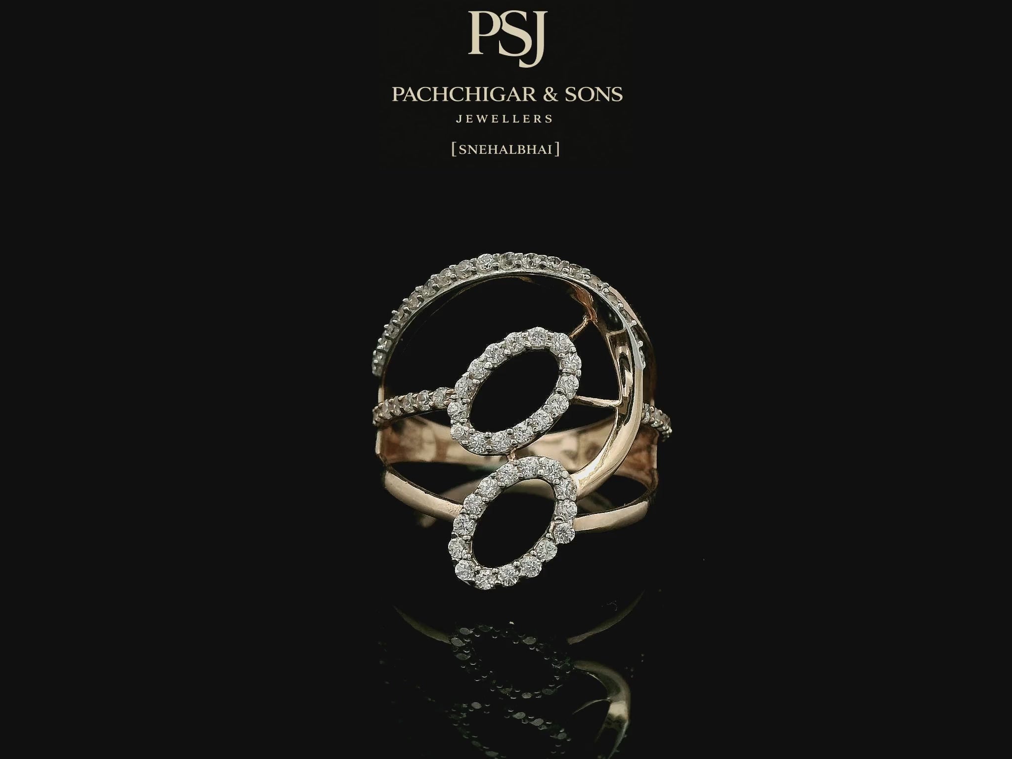 Modern Double Oval Diamond Ring with Open Wrap Design