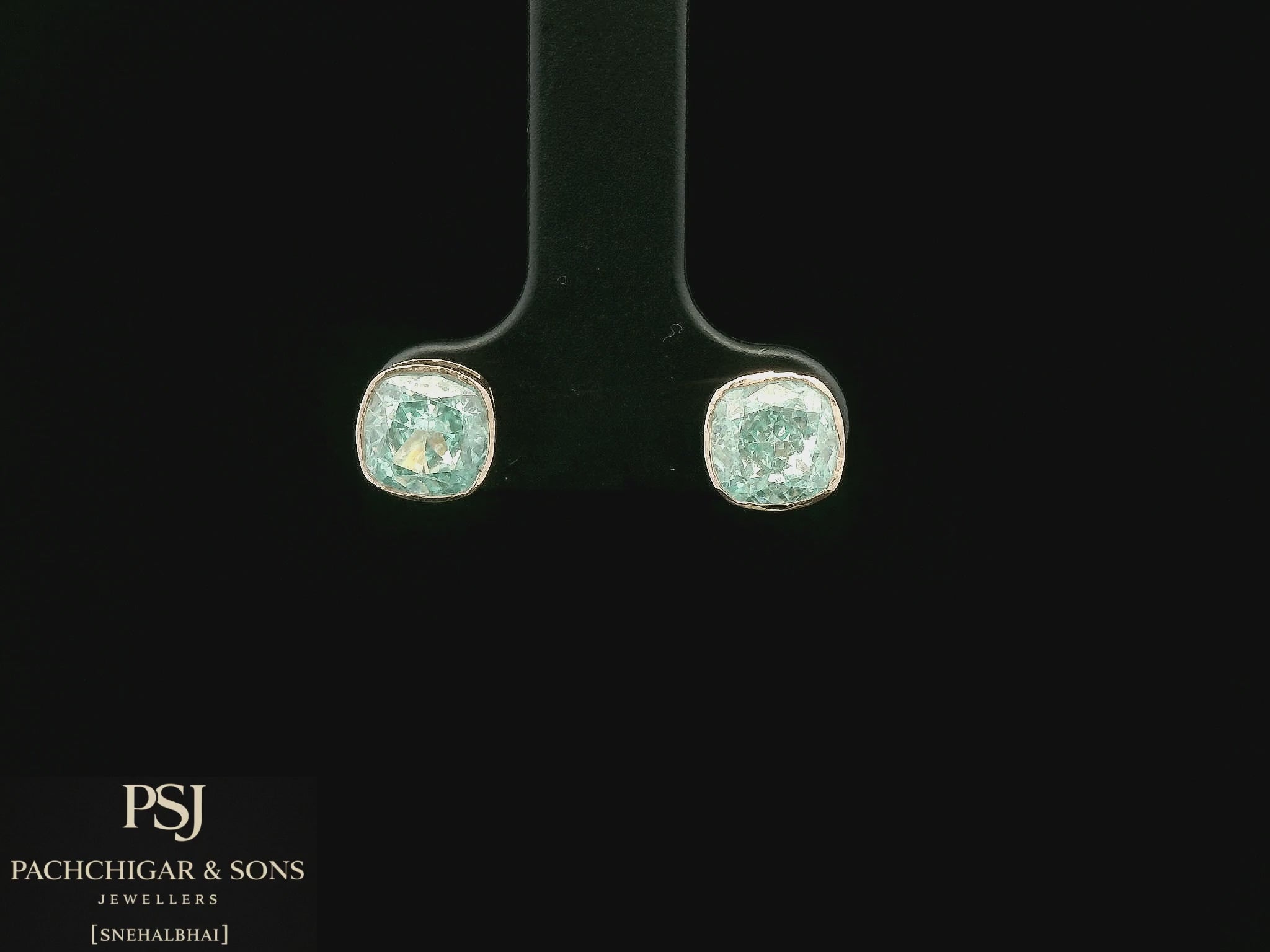 Cushion Cut Aqua Stone Stud Earrings