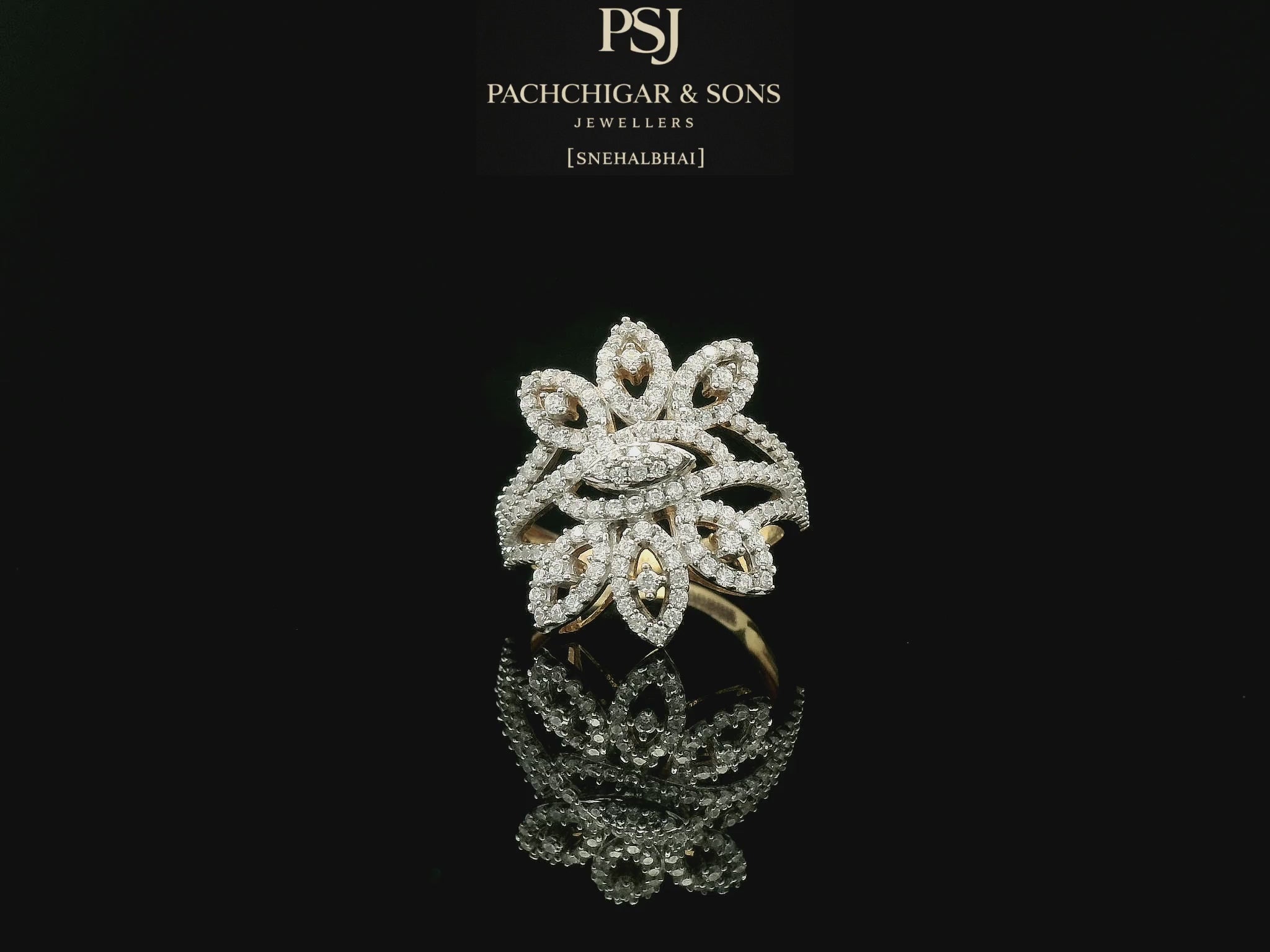 Floral Diamond Statement Ring in Rose Gold