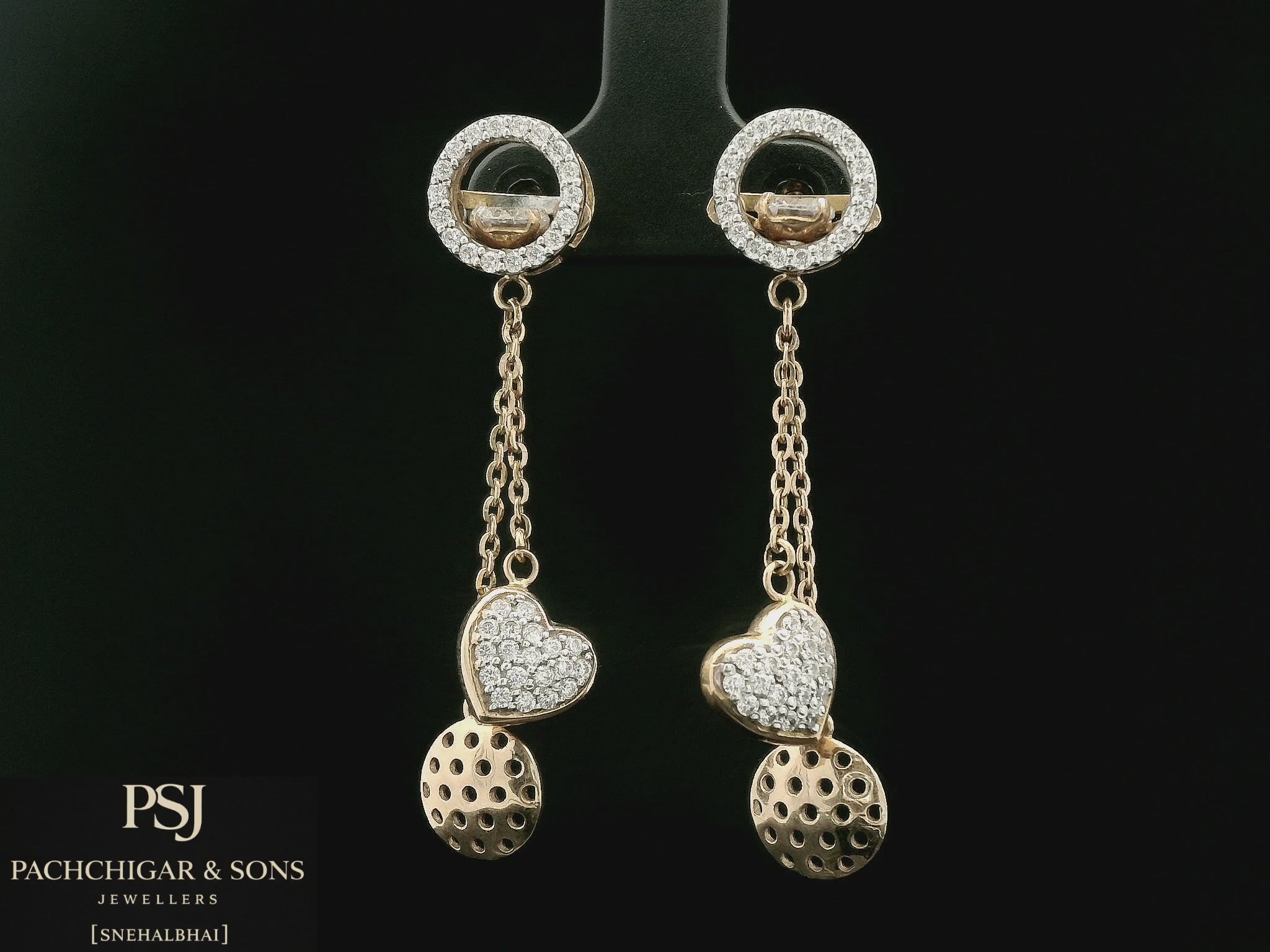 Heart Drop Diamond Earrings