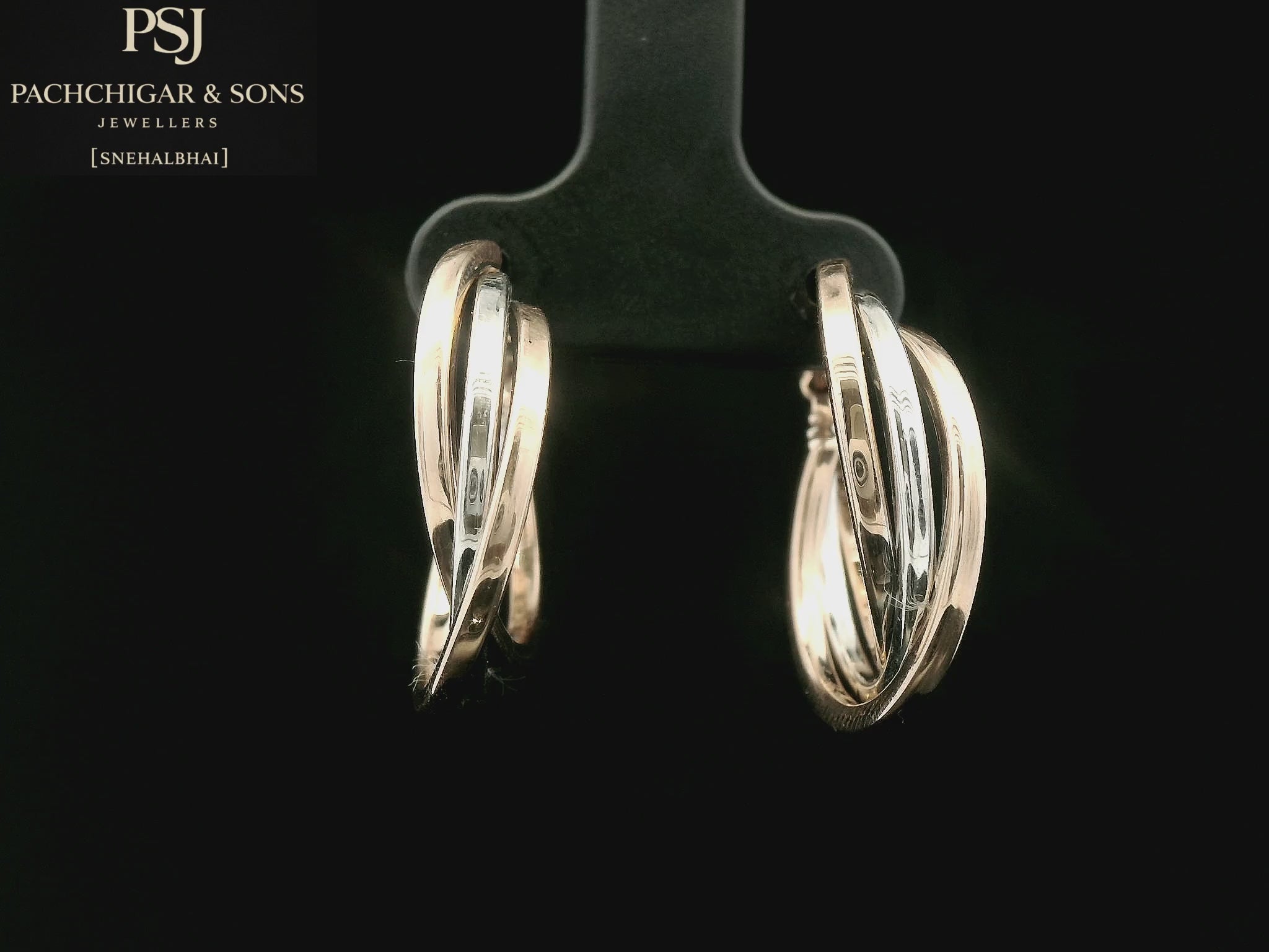 Dual Tone Twisted Hoop Earrings
