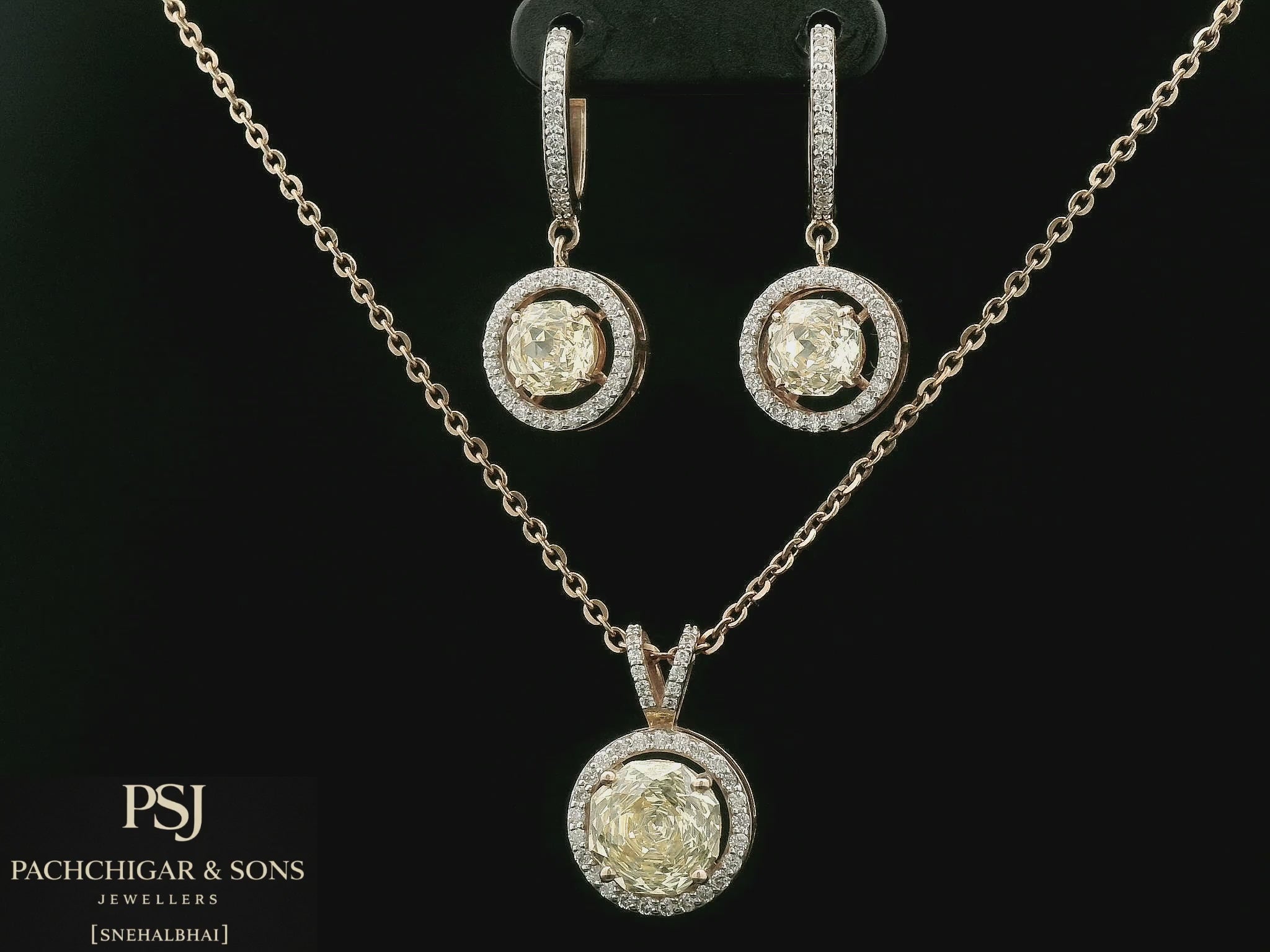 Champagne Stone Pendant Set