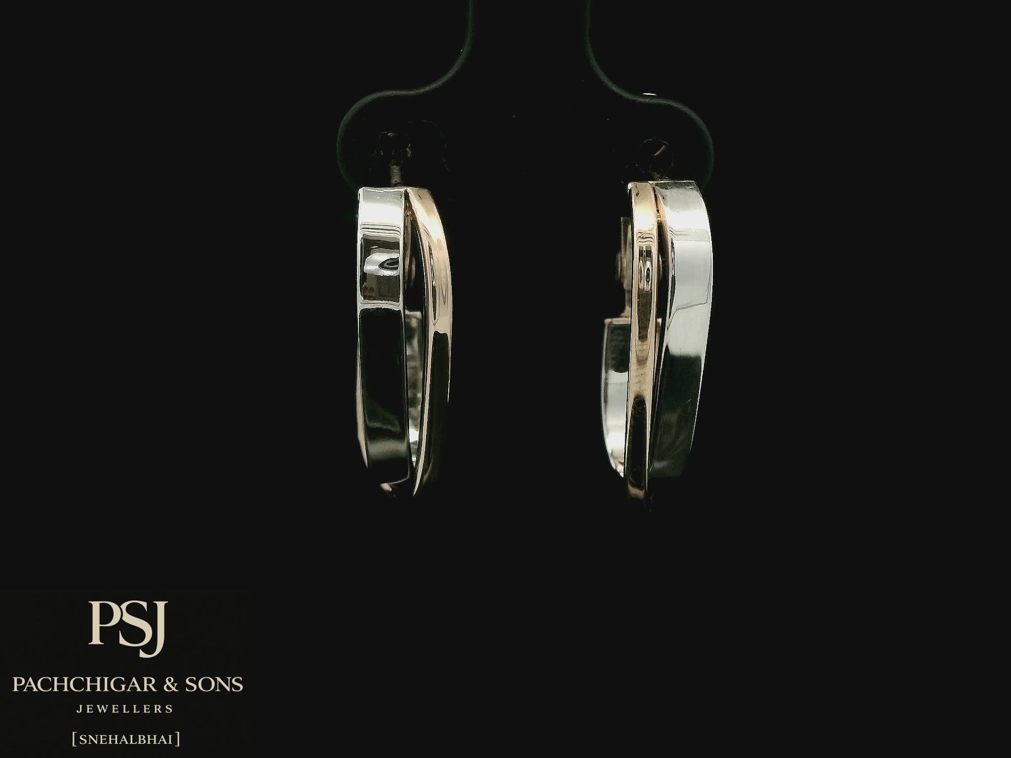 Sleek Dual Tone Oval Hoop Earrings