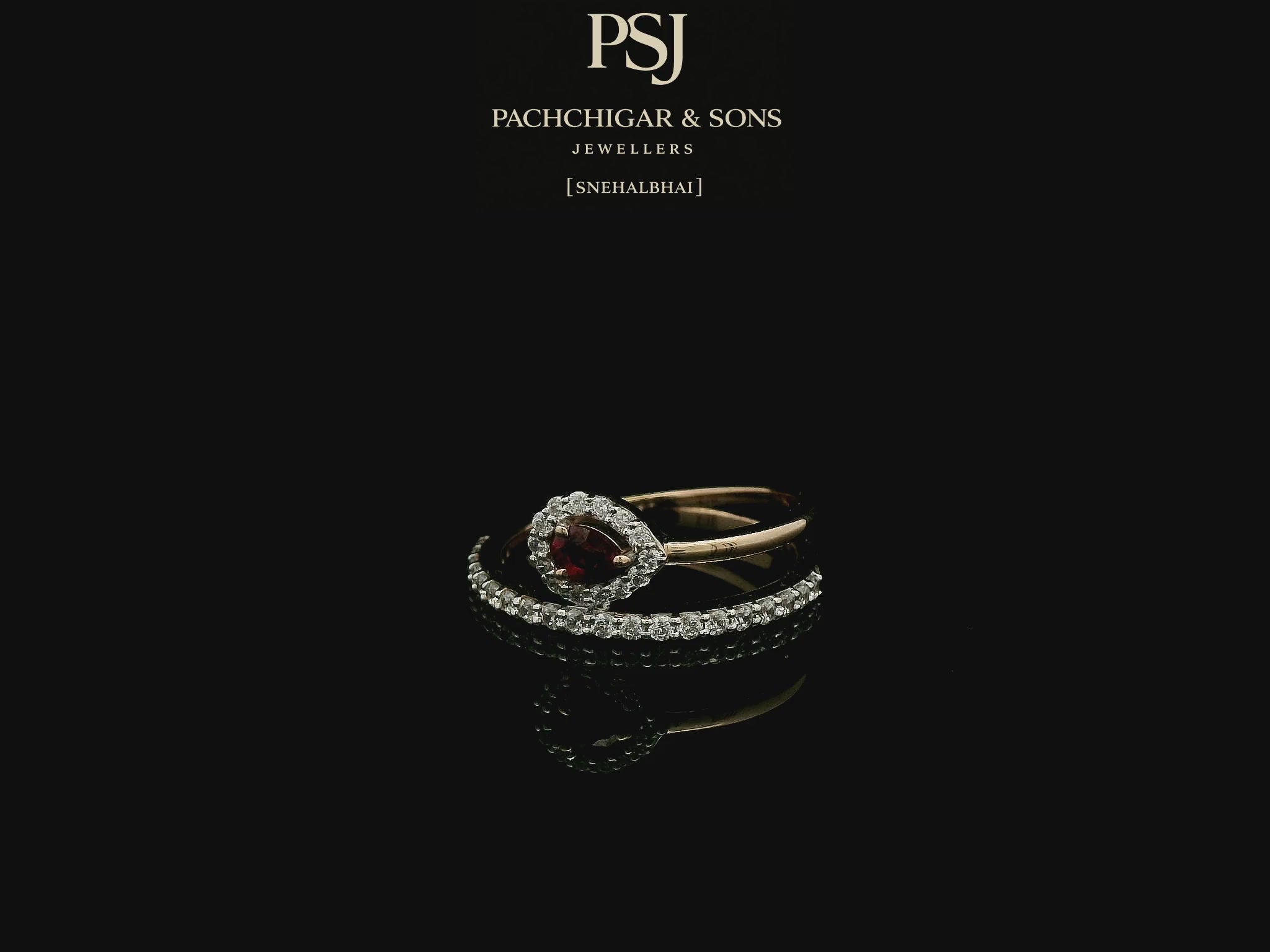 Pear Shaped Ruby and Diamond Open Ring