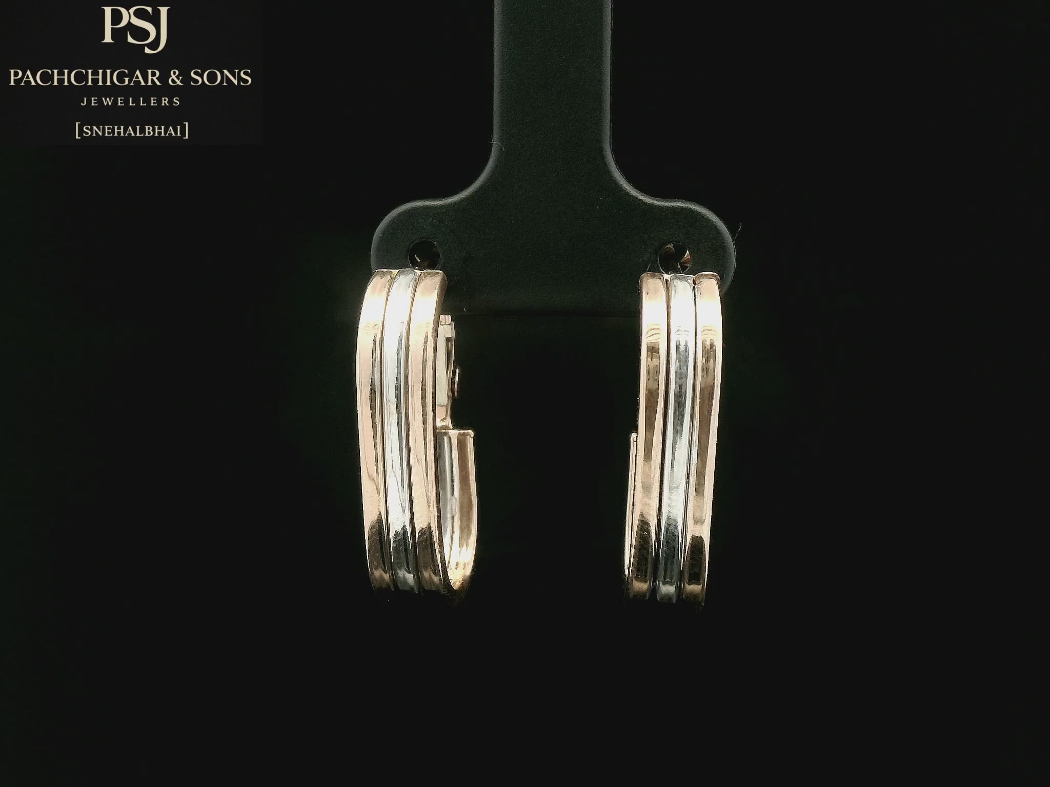 Dual Tone Oval Hoop Earrings