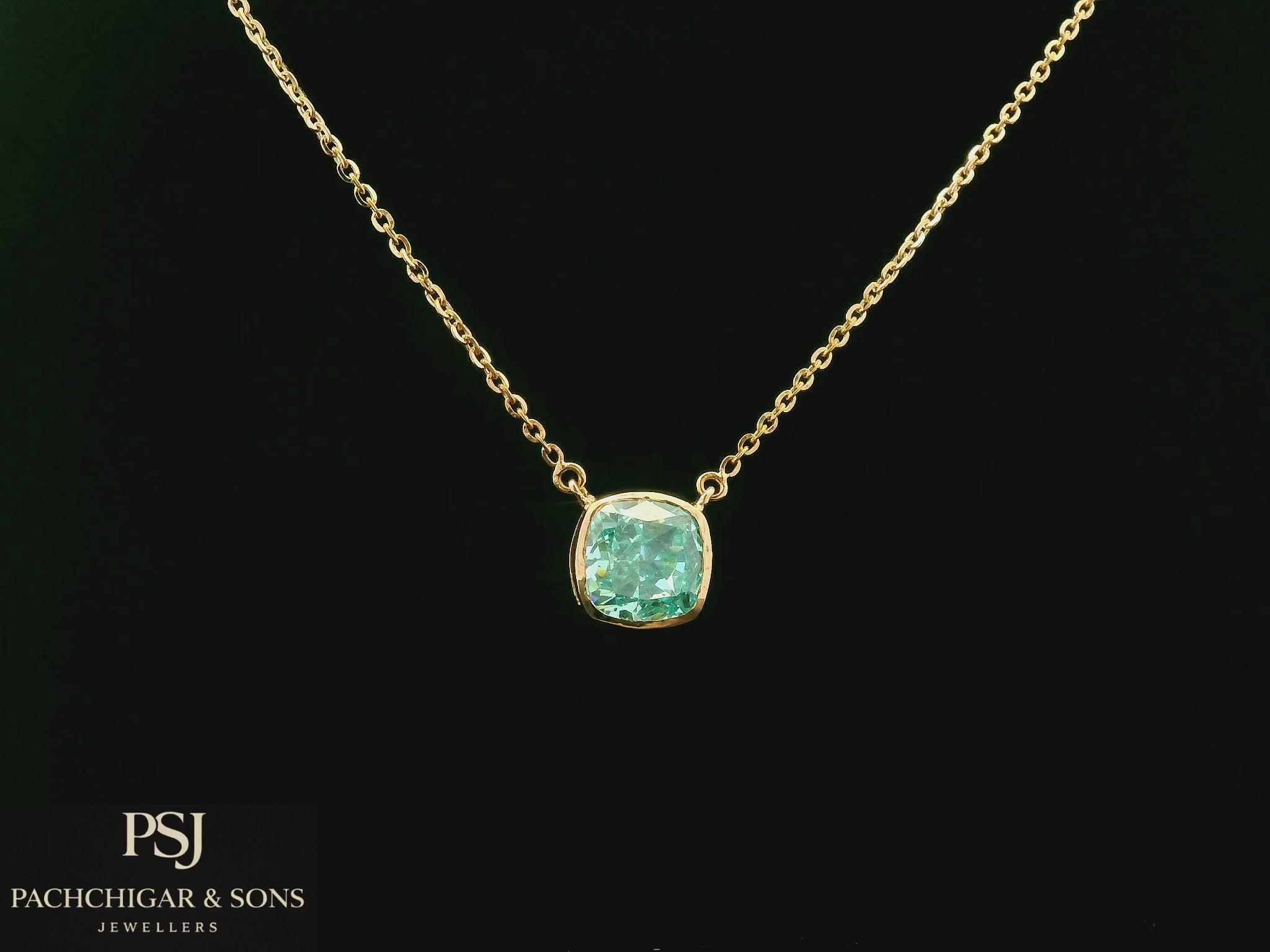 Solitaire Blue Gemstone Pendant Necklace in Gold