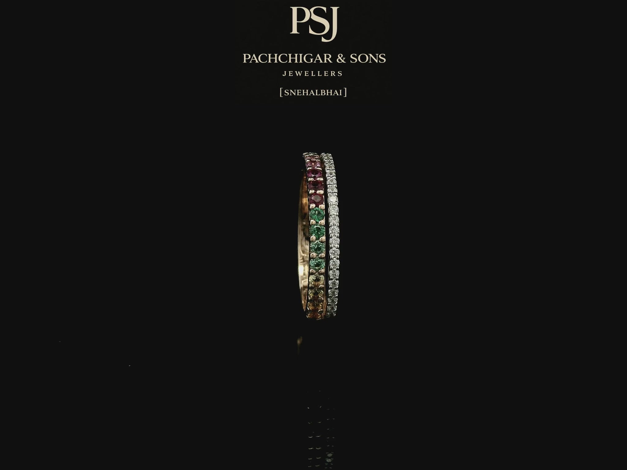 Rainbow Gemstone Eternity Ring with Diamond Accent Band
