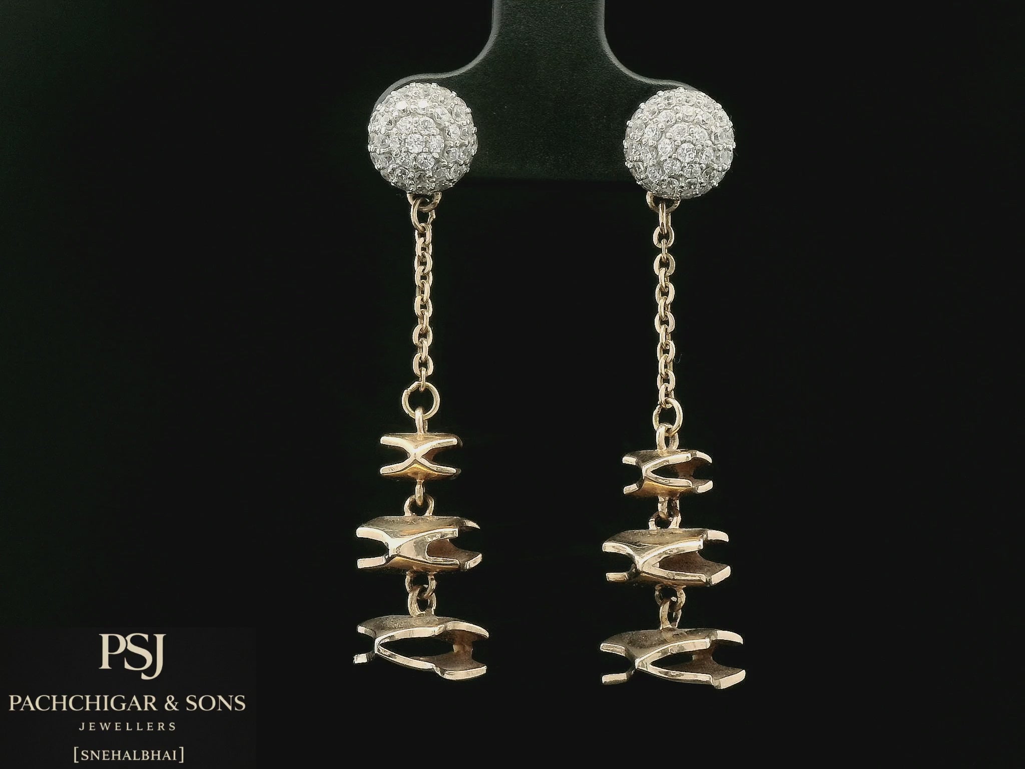 Diamond Ball Chain Drop Earrings