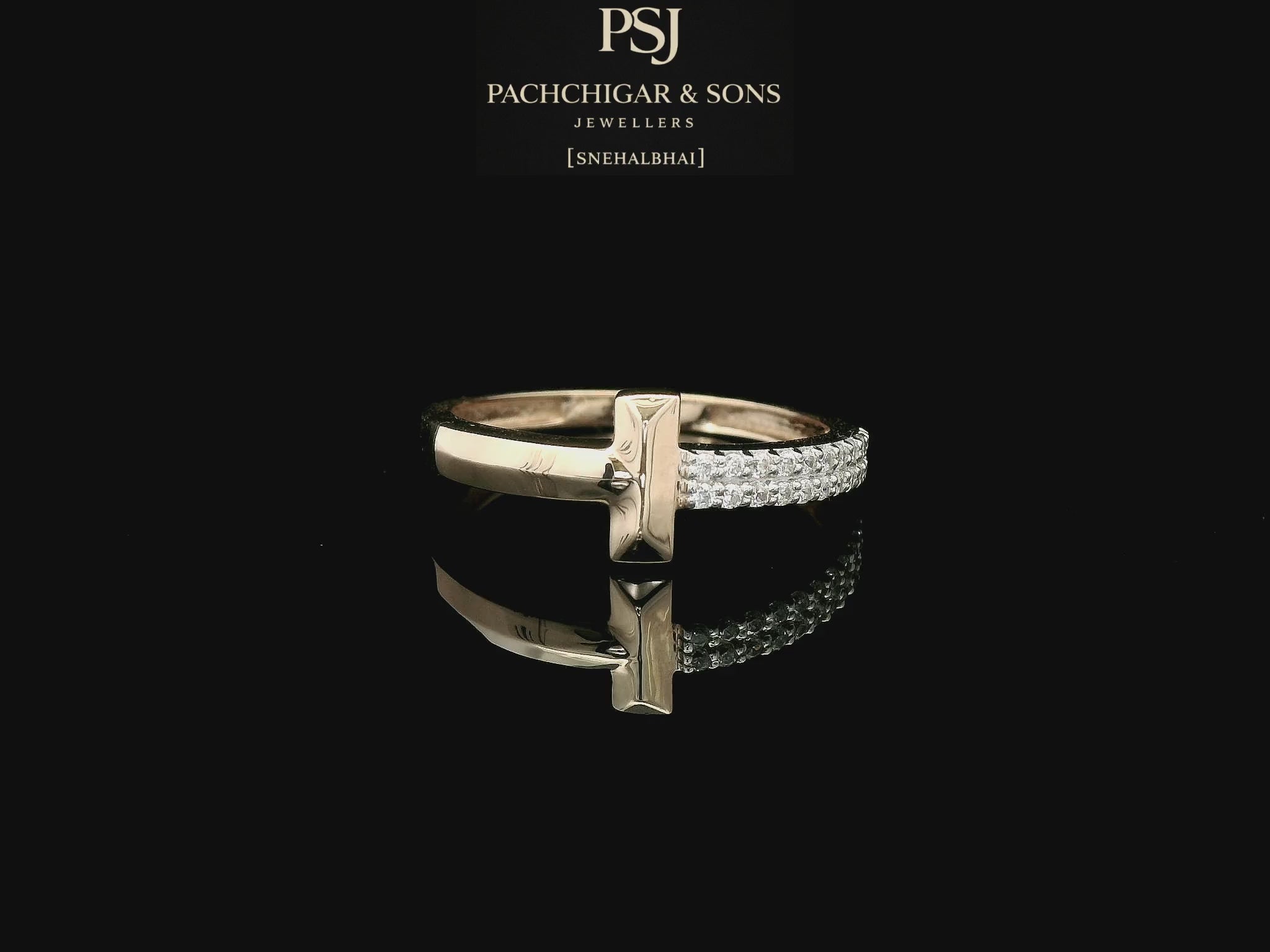 Modern T Shape Diamond Ring