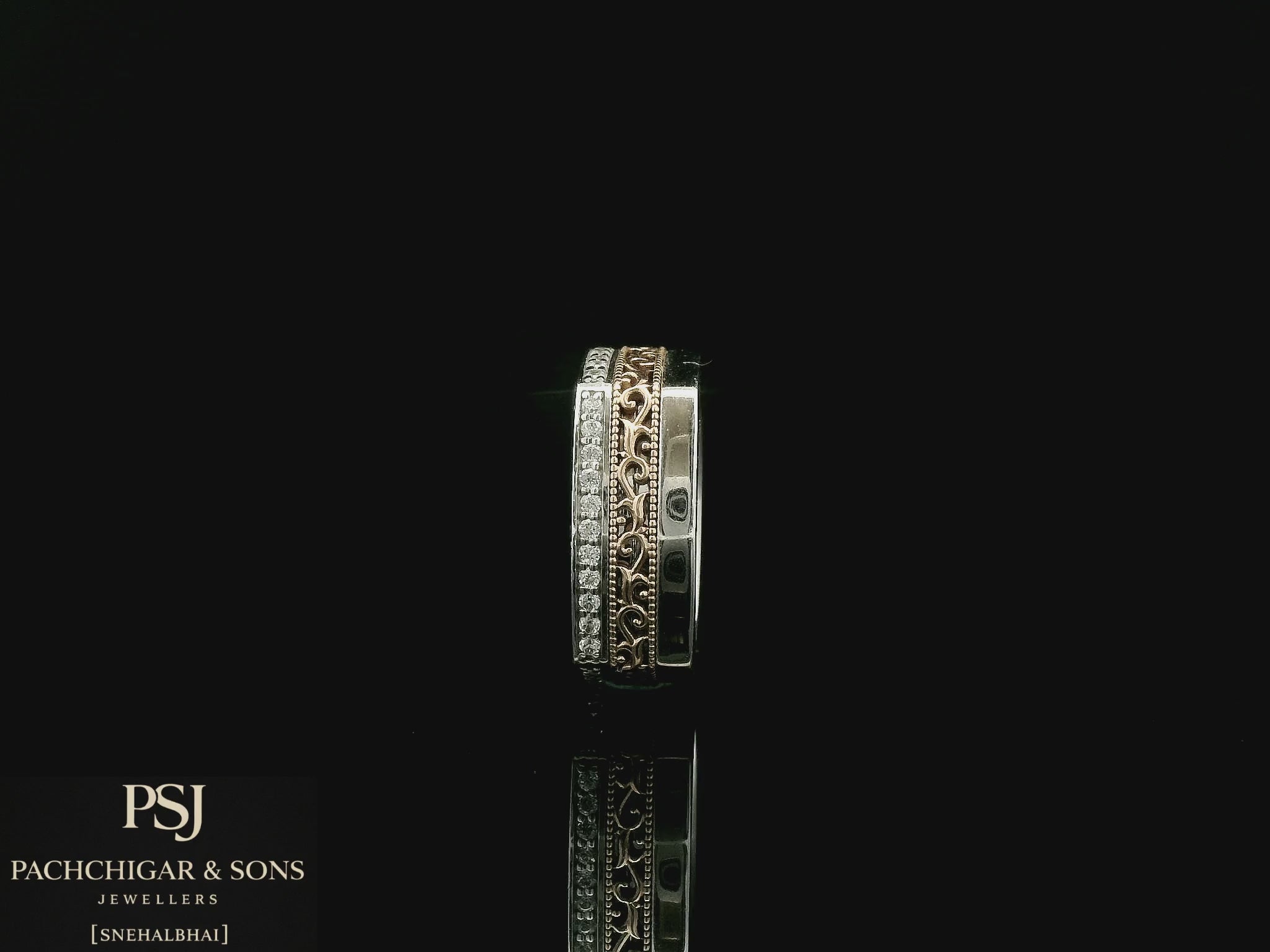 Elegant Two Tone Diamond Couple Band for Women