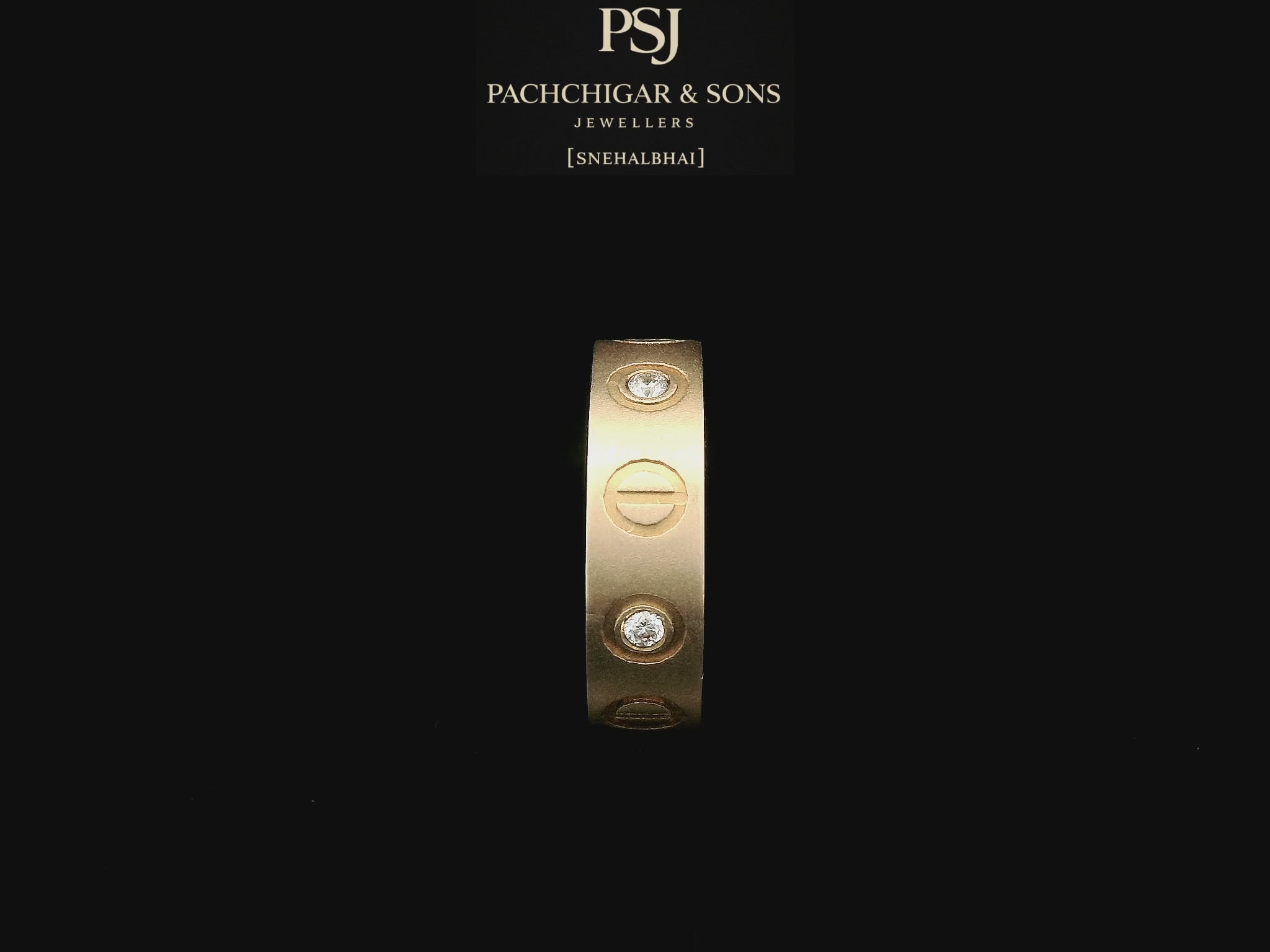 Classic Screw Motif Diamond Band Ring in Rose Gold